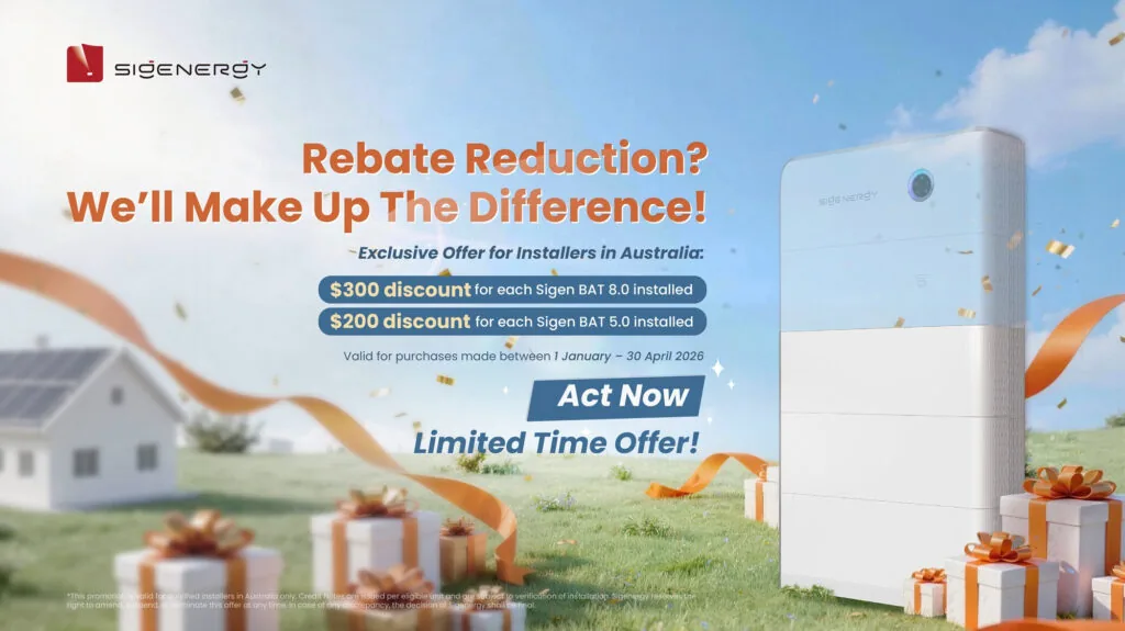 Historical Sigenergy installer rebate artwork retained with the December 2025 record